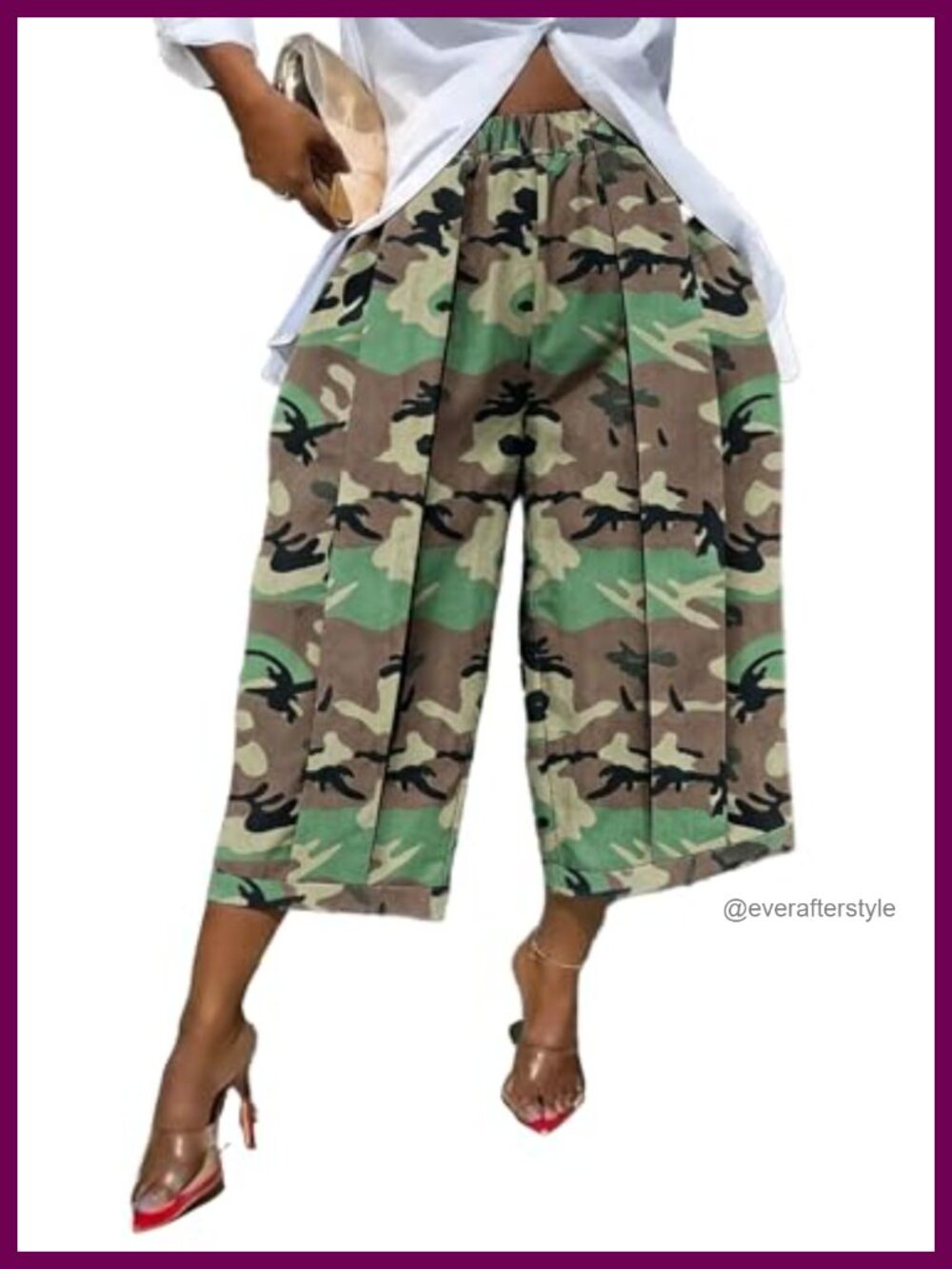 Wide Leg Capri Pants High Rise Pleated Cropped Trousers Palazzo